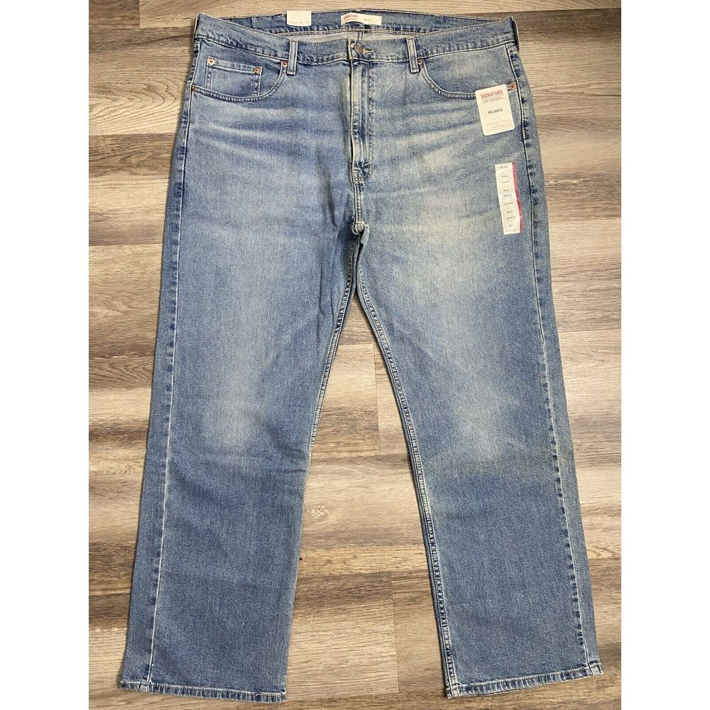 New Mens Signature Levi Strauss Relaxed Blue Jeans 40x30 Flex Moves With You